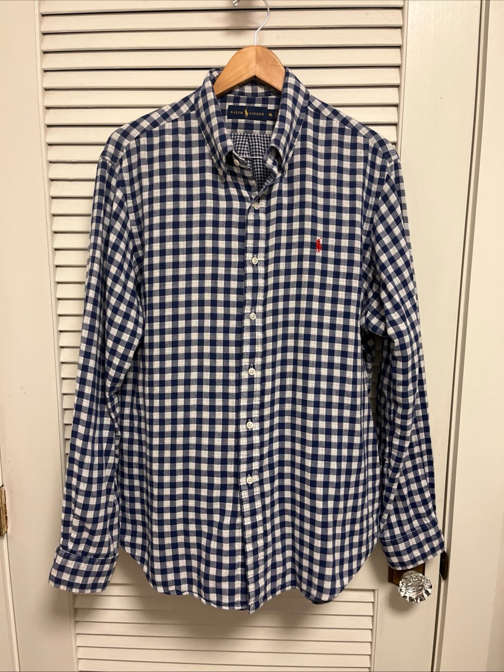 Ralph Lauren Navy and White Gingham Button-Down Shirt
